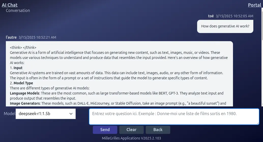 Écran d'une discussion AI Chat Saisie d’écran