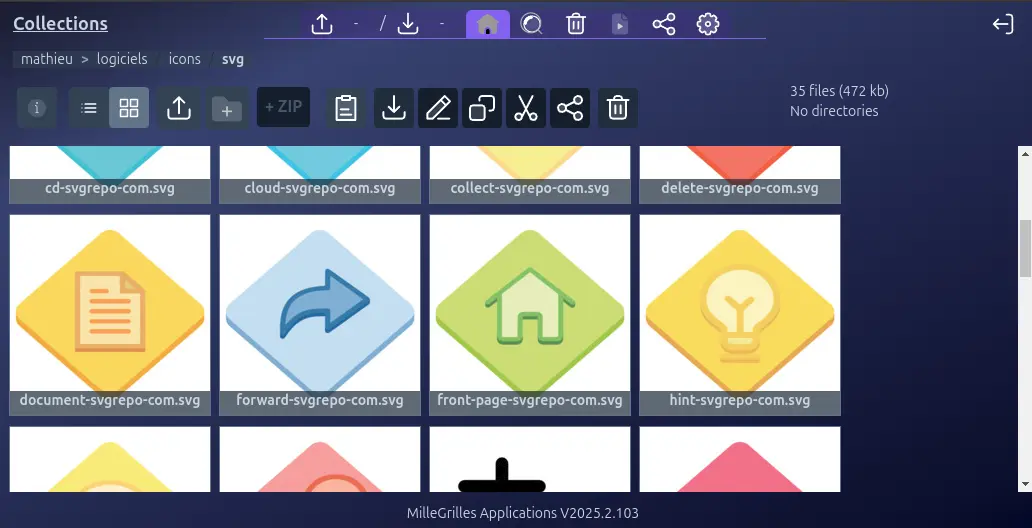 Screenshot of large file thumbnails Collections 2 Screenshot